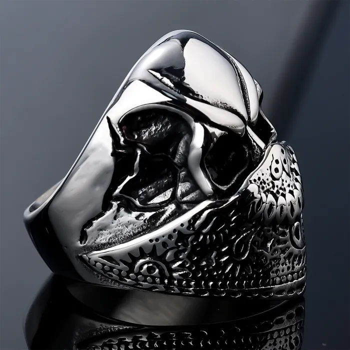 Stainless Steel Skull Ring for Men – Gothic Punk Ghost Head Design | Vintage Biker Style | Wholesale Available