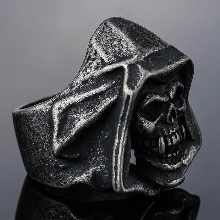 Factory Supply Gothic Reaper Skull Ring – Punk Style Stainless Steel Ring for Men | Bold Statement Accessory | Wholesale
