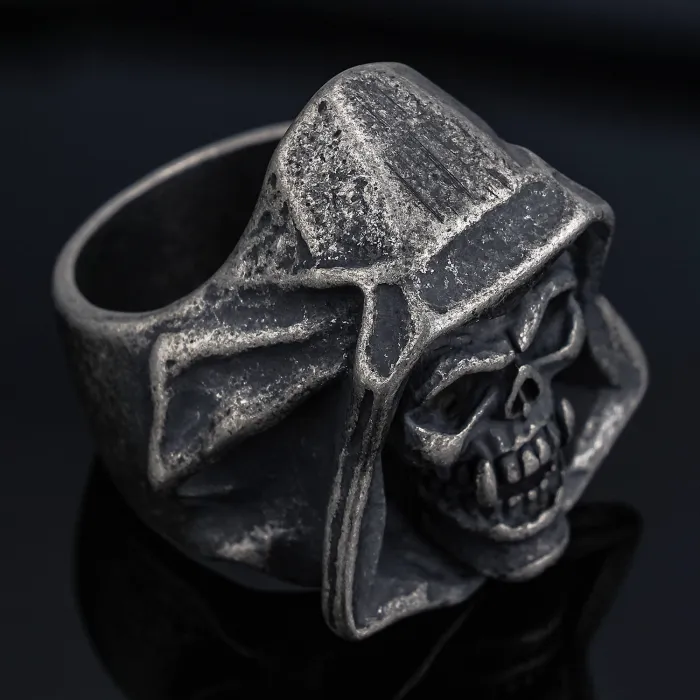 Factory Supply Gothic Reaper Skull Ring – Punk Style Stainless Steel Ring for Men | Bold Statement Accessory | Wholesale