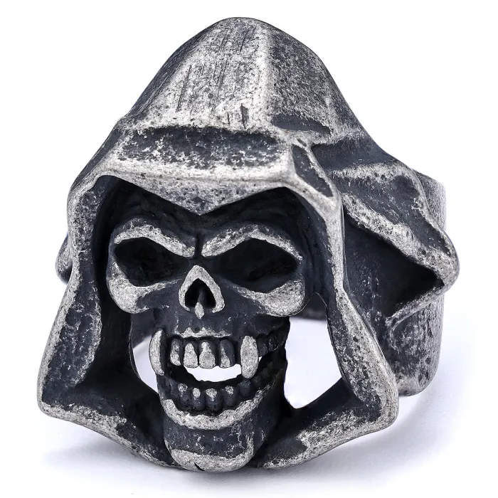 Factory Supply Gothic Reaper Skull Ring – Punk Style Stainless Steel Ring for Men | Bold Statement Accessory | Wholesale