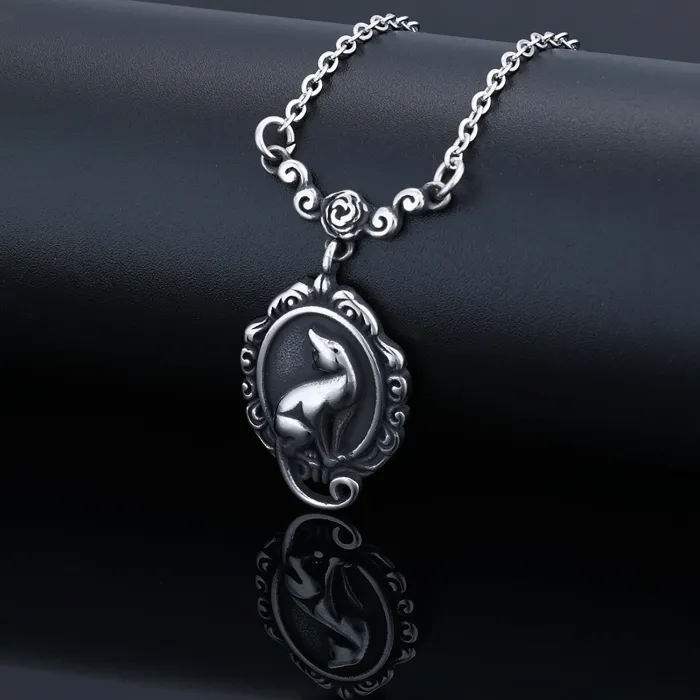 Cat Flower Pendant – Cute Stainless Steel Necklace with Floral Cat Design | Minimalist Jewelry for Women | Wholesale