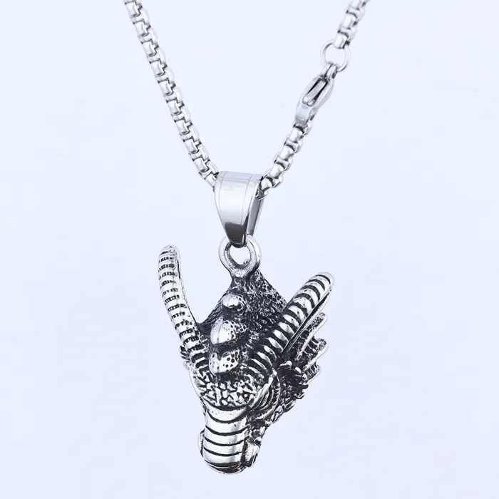 Vintage Dragon Head Pendant – Retro Animal Series Stainless Steel Necklace for Men | Statement Jewelry | Wholesale