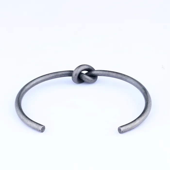 Vintage Steel Wire Knot Bracelet – Retro Oxidized Stainless Steel Cuff Bangle for Men | Punk Style Statement Jewelry | Wholesale Available