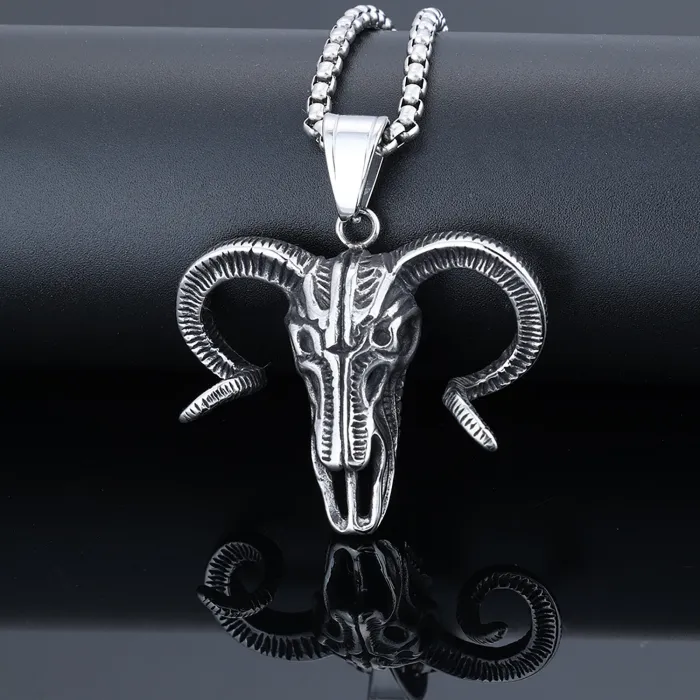Vintage Ram Head Pendant – Retro Stainless Steel Animal Totem Necklace for Men | Tarnish-Resistant Bold Jewelry | Wholesale