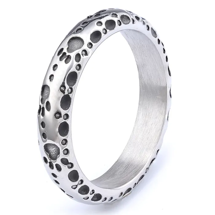 Foil Texture Stainless Steel Ring – Men’s Bubble Pattern Punk-Style Titanium Steel Ring | Bold Fashion Jewelry | Wholesale