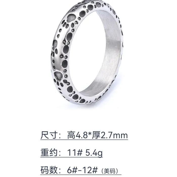 Foil Texture Stainless Steel Ring – Men’s Bubble Pattern Punk-Style Titanium Steel Ring | Bold Fashion Jewelry | Wholesale