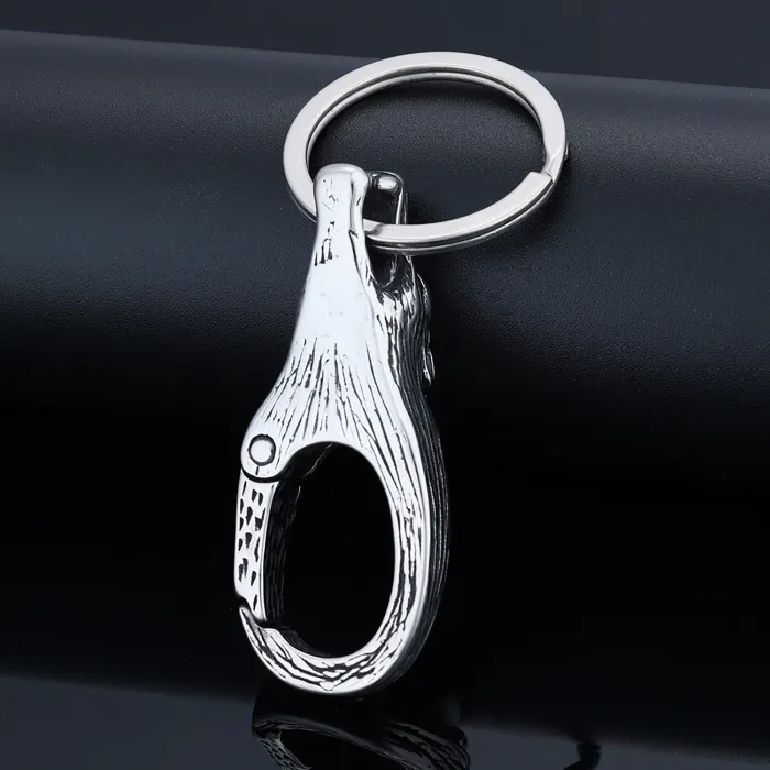 Vintage Viking Wolf Head Keychain – Retro Norse Style Punk Accessory for Men | Stainless Steel Key Ring | Wholesale