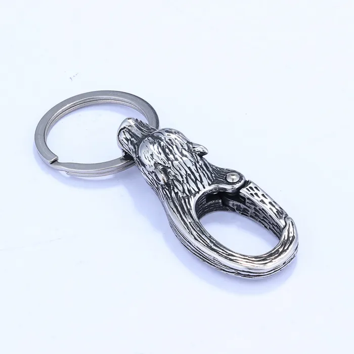 Vintage Viking Wolf Head Keychain – Retro Norse Style Punk Accessory for Men | Stainless Steel Key Ring | Wholesale