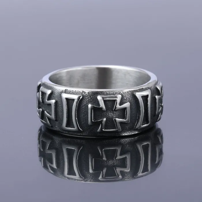 Cross Band Ring – Titanium Steel Unisex Christian Ring, Stainless Steel Religious Ring for Men and Women, Wholesale Jewelry
