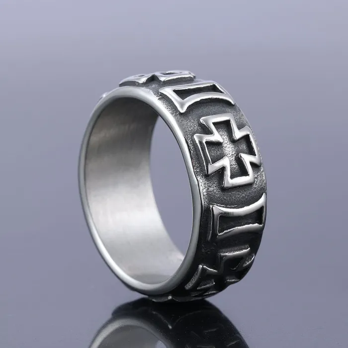 Cross Band Ring – Titanium Steel Unisex Christian Ring, Stainless Steel Religious Ring for Men and Women, Wholesale Jewelry