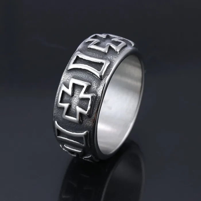 Cross Band Ring – Titanium Steel Unisex Christian Ring, Stainless Steel Religious Ring for Men and Women, Wholesale Jewelry