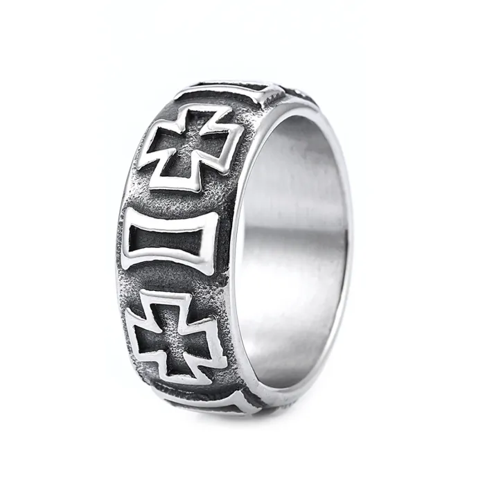 Cross Band Ring – Titanium Steel Unisex Christian Ring, Stainless Steel Religious Ring for Men and Women, Wholesale Jewelry