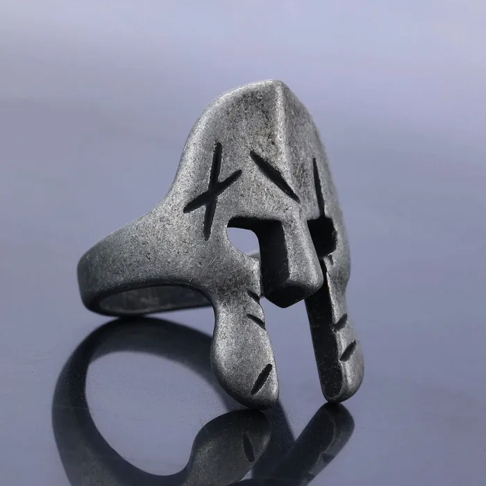 Spartan Warrior Mask Ring – Blackened Stainless Steel Vintage Titanium Steel Unisex Ring, Gothic Biker Jewelry Wholesale