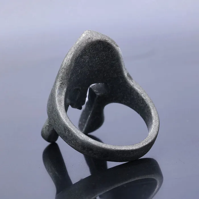 Spartan Warrior Mask Ring – Blackened Stainless Steel Vintage Titanium Steel Unisex Ring, Gothic Biker Jewelry Wholesale