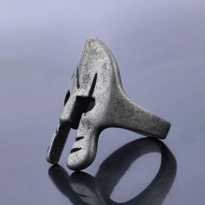 Spartan Warrior Mask Ring – Blackened Stainless Steel Vintage Titanium Steel Unisex Ring, Gothic Biker Jewelry Wholesale