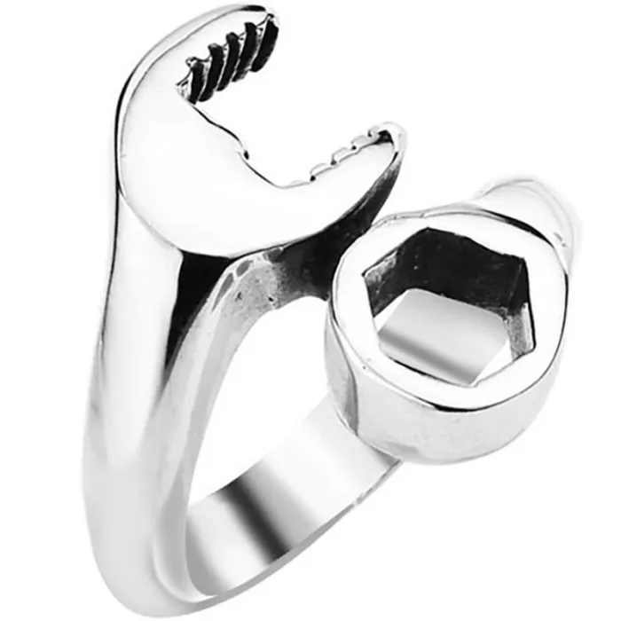 Wrench Ring – Stainless Steel Biker Style Adjustable Spanner Ring for Men & Women, Titanium Steel Tool-Inspired Jewelry Wholesale