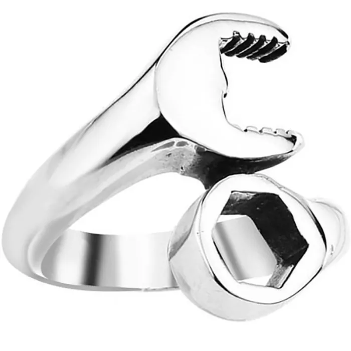 Wrench Ring – Stainless Steel Biker Style Adjustable Spanner Ring for Men & Women, Titanium Steel Tool-Inspired Jewelry Wholesale
