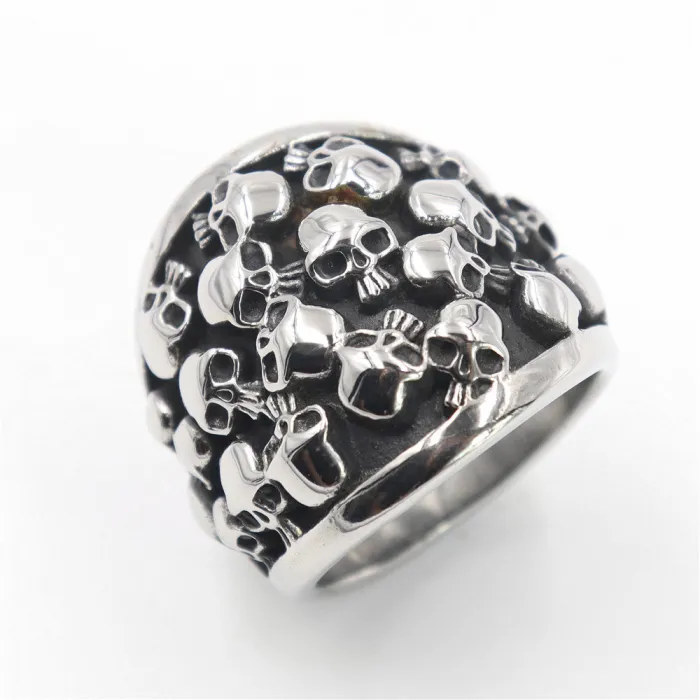 Full Skull Band Ring – Stainless Steel All-Over Skeleton Ring for Men & Women, Gothic Punk Unisex Ring, Aliexpress Hot Sale