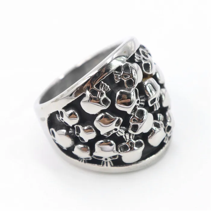 Full Skull Band Ring – Stainless Steel All-Over Skeleton Ring for Men & Women, Gothic Punk Unisex Ring, Aliexpress Hot Sale