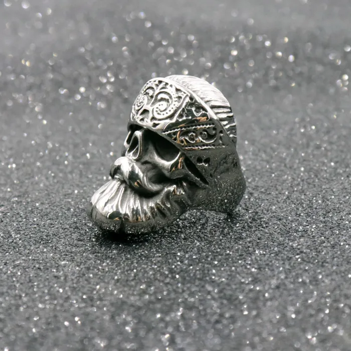 Bearded Skull Ring – Polished Punk Style Titanium Steel Men’s Ring, Gothic Stainless Steel Jewelry Wholesale