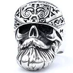 Bearded Skull Ring – Polished Punk Style Titanium Steel Men’s Ring, Gothic Stainless Steel Jewelry Wholesale