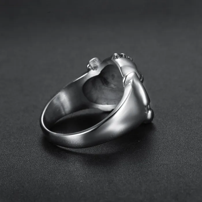 Screaming Skull Mask Ring – Punk Rock Titanium Steel Ring for Men, Gothic Horror Style Jewelry Wholesale