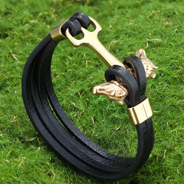 Punk Nordic War God Double Wolf Head Bracelet – Viking Style Leather Cord Wristband for Men | Retro Stainless Steel Jewelry | Wholesale