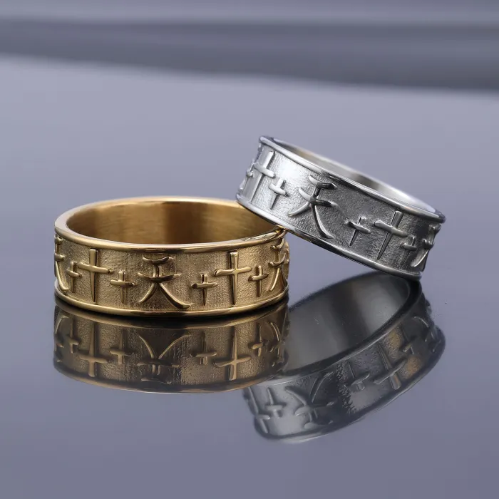 Punk Cross “Heaven” Symbol Ring – Unisex Stainless Steel Street Style Statement Jewelry | Fade-Resistant | Wholesale Available