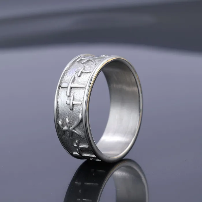 Punk Cross “Heaven” Symbol Ring – Unisex Stainless Steel Street Style Statement Jewelry | Fade-Resistant | Wholesale Available