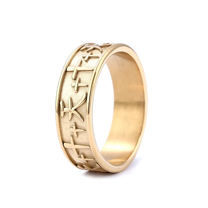 Punk Cross “Heaven” Symbol Ring – Unisex Stainless Steel Street Style Statement Jewelry | Fade-Resistant | Wholesale Available