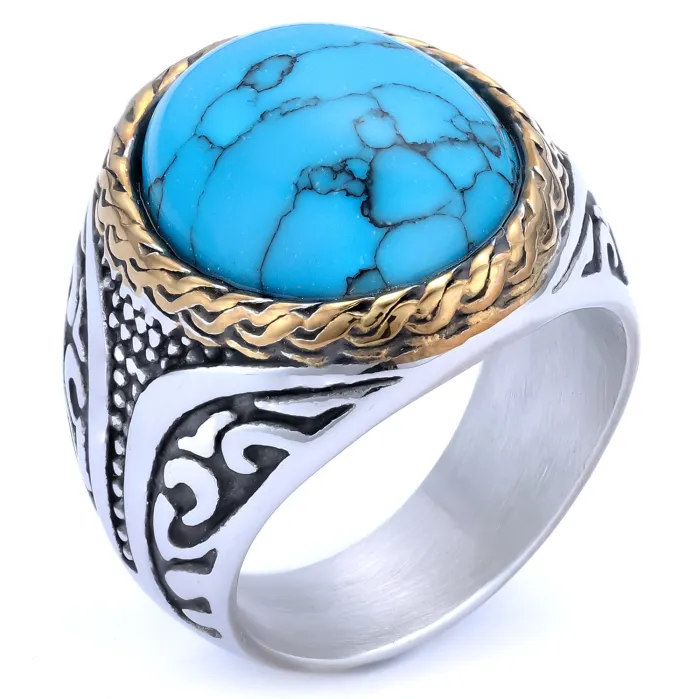 Stainless Steel Gemstone Ring – Polished Unisex Fashion Finger Ring | Ready Stock Jewelry | Wholesale Available