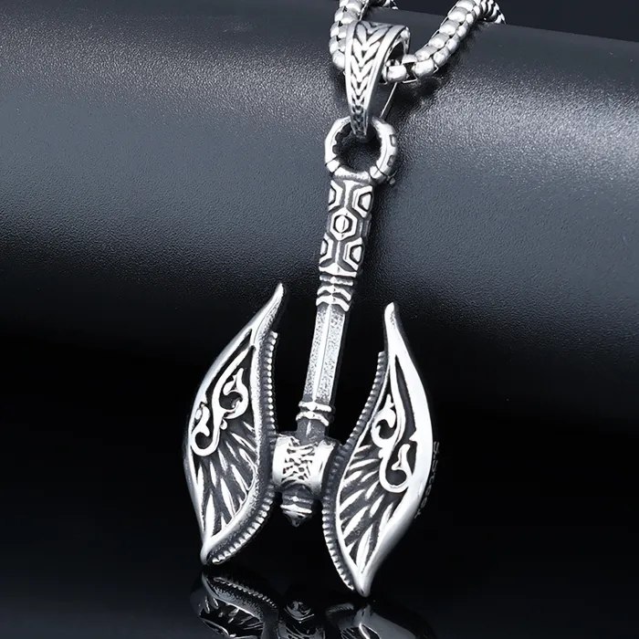Stainless Steel Axe Pendant Necklace – Fade-Resistant Retro Viking Style Jewelry for Men | Hip-Hop Pendant | Wholesale