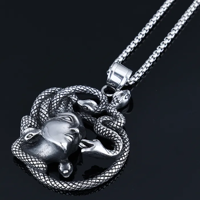 Medusa Pendant Necklace – Gothic Snake Woman Stainless Steel Jewelry | Punk Statement Accessory | Wholesale