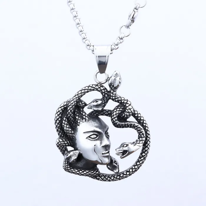 Medusa Pendant Necklace – Gothic Snake Woman Stainless Steel Jewelry | Punk Statement Accessory | Wholesale
