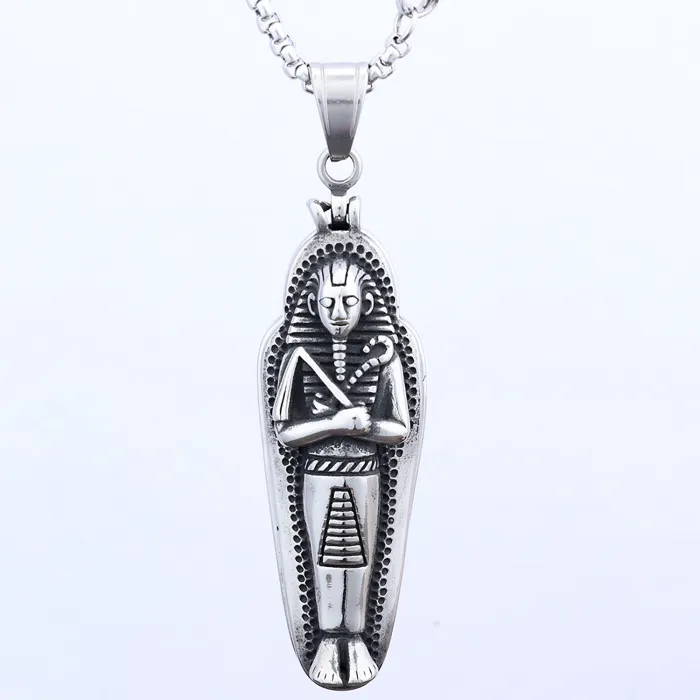 Egyptian Sarcophagus Pendant – Ancient Mythology Stainless Steel Mummy Necklace | Gothic Retro Jewelry | Wholesale