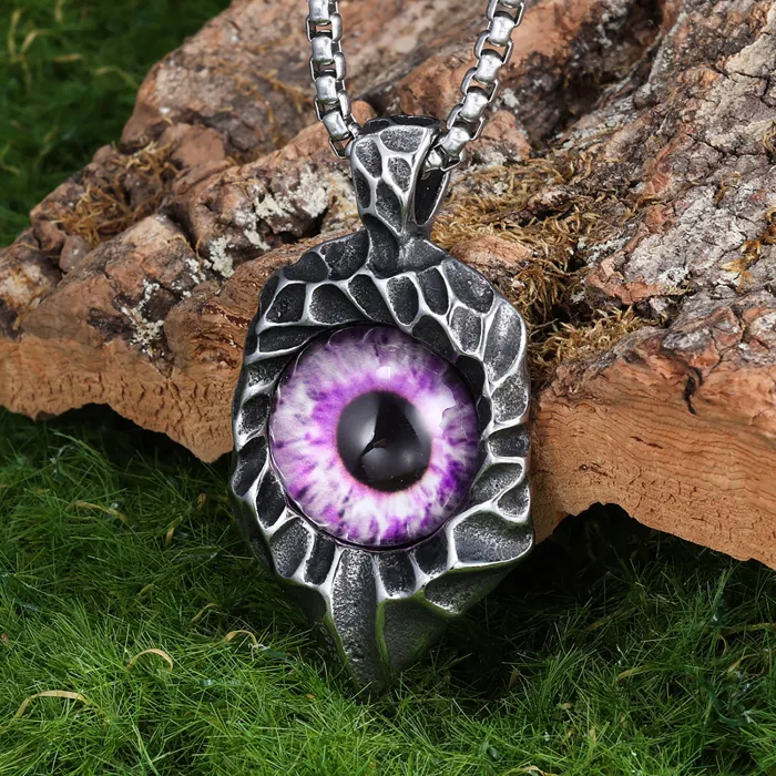 Stainless Steel Heterochromia Eye Pendant – Demon Eye Necklace for Students | Hip Hop Style Men's Chain | Gothic Punk Jewelry | Birthday Gift