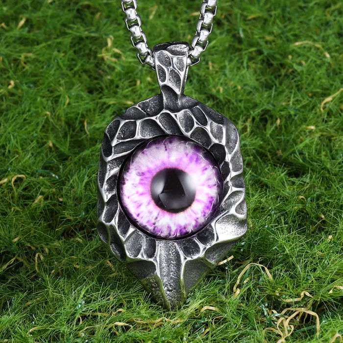 Stainless Steel Heterochromia Eye Pendant – Demon Eye Necklace for Students | Hip Hop Style Men's Chain | Gothic Punk Jewelry | Birthday Gift