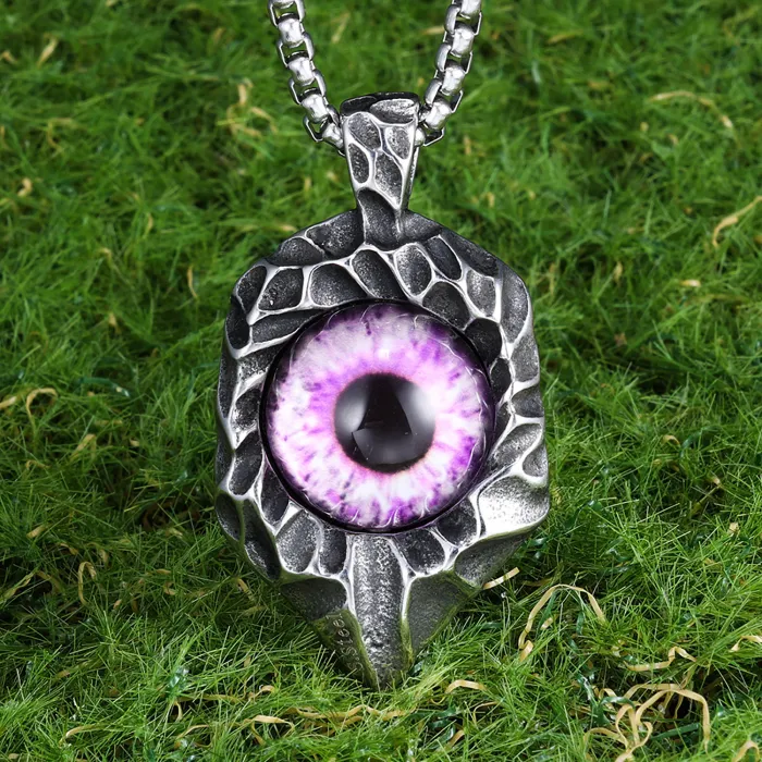 Stainless Steel Heterochromia Eye Pendant – Demon Eye Necklace for Students | Hip Hop Style Men's Chain | Gothic Punk Jewelry | Birthday Gift