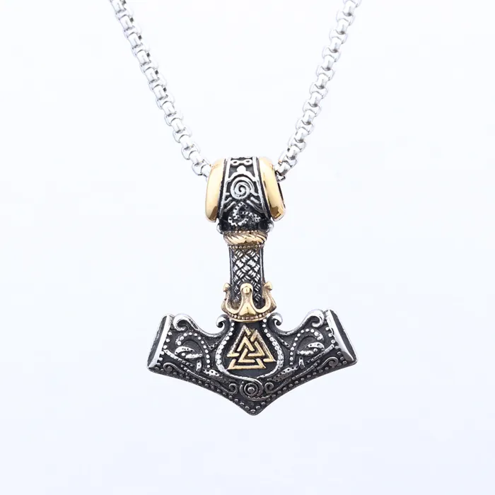 Viking Rune Thor’s Hammer Pendant – Stainless Steel Norse Mjölnir Necklace | Fade-Resistant Nordic Amulet | Men’s Jewelry | Wholesale