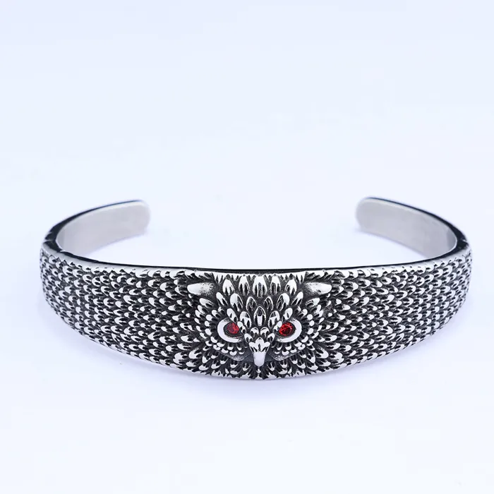 Owl Design Stainless Steel Bracelet – Unisex Bangle with Crystal Accents | Fashion Jewelry | Animal-Inspired | Wholesale