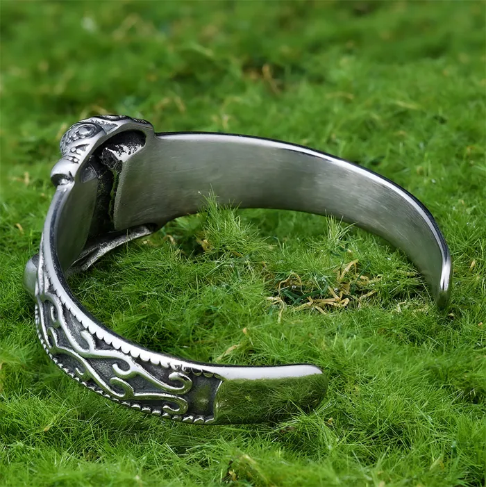 Viking Thor's Hammer Cuff Bracelet – Men's Open C-Shaped Bangle in Stainless Steel | Norse Style Jewelry | Masculine Accessories | Wholesale