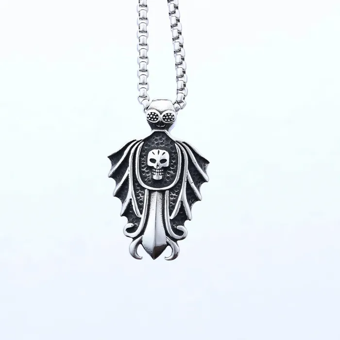 Bat Skull Pendant – Edgy Gothic Style Stainless Steel Necklace for Trendy Streetwear | Punk Accessories | Wholesale