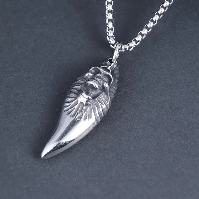 Punk Wolf Tooth Skull Pendant – Trendy Stainless Steel Gothic Necklace | Fashion Minimalist Style | Fade-Resistant | Wholesale