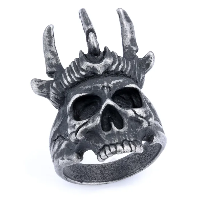 Vintage Punk Skull Ring with Crown – Gothic Style Stainless Steel Statement Ring for Men | Fashion Jewelry | Wholesale