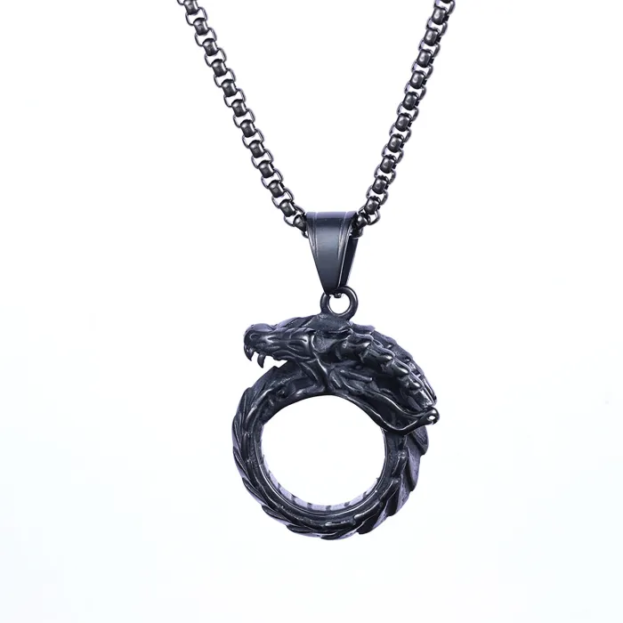 Hot-Selling Vintage Dragon Head Pendant Necklace – Minimalist Totem Design in Stainless Steel | Men’s Fashion Jewelry | Non-Fading | Wholesale