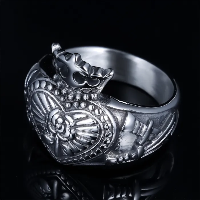 Heart Crown Rose Ring – Fashion Stainless Steel Romantic Floral Design | Punk Style Statement Ring | Unisex Jewelry
