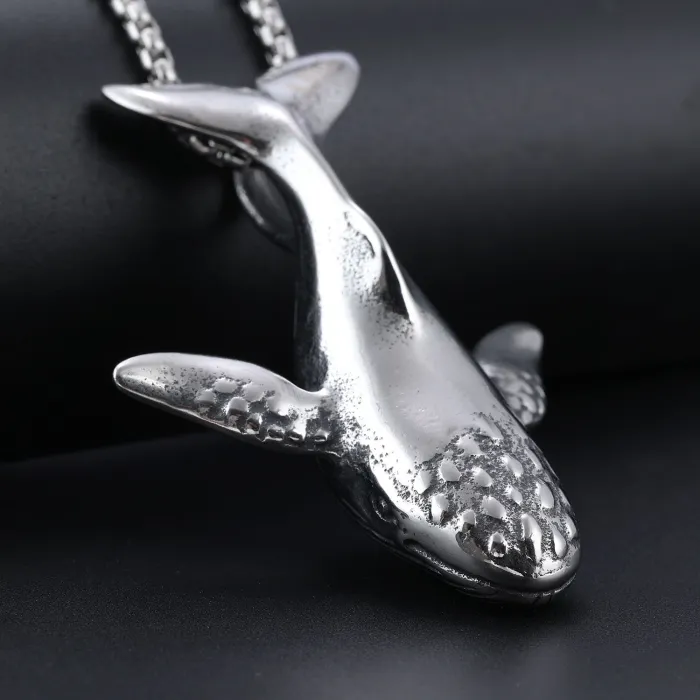 DIY Whale Pendant – Polished Stainless Steel Ocean Animal Necklace | Stylish Personalized Charm | Trendy Jewelry for Men & Women