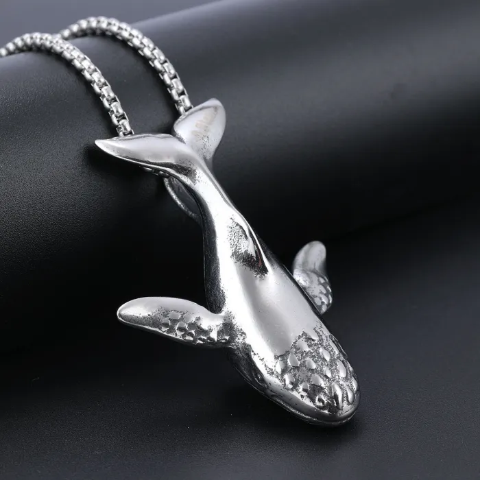 DIY Whale Pendant – Polished Stainless Steel Ocean Animal Necklace | Stylish Personalized Charm | Trendy Jewelry for Men & Women