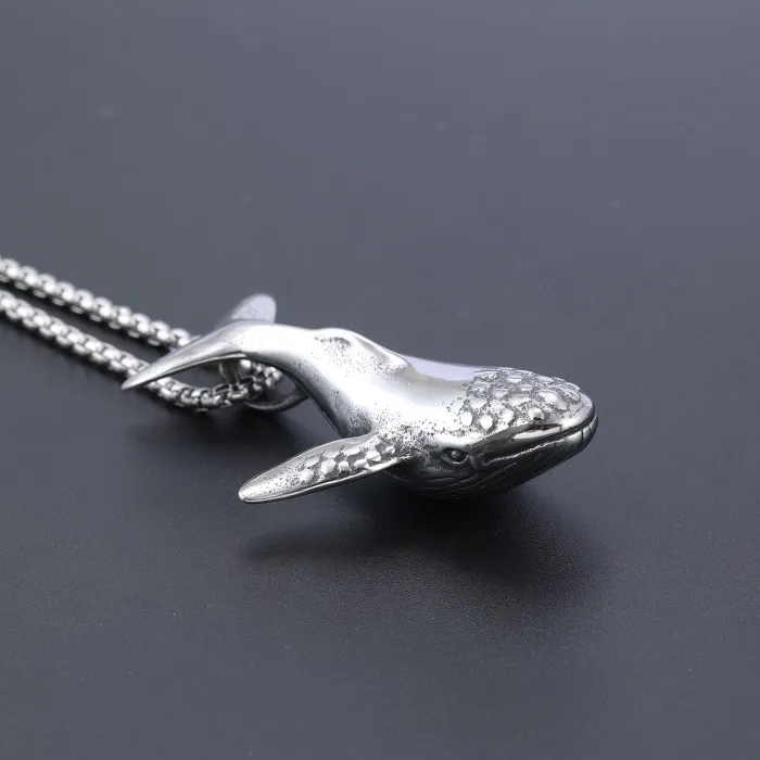 DIY Whale Pendant – Polished Stainless Steel Ocean Animal Necklace | Stylish Personalized Charm | Trendy Jewelry for Men & Women