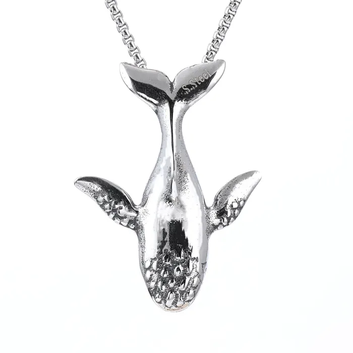DIY Whale Pendant – Polished Stainless Steel Ocean Animal Necklace | Stylish Personalized Charm | Trendy Jewelry for Men & Women